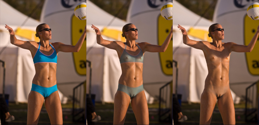 Женский пляжный волейбол нагишом