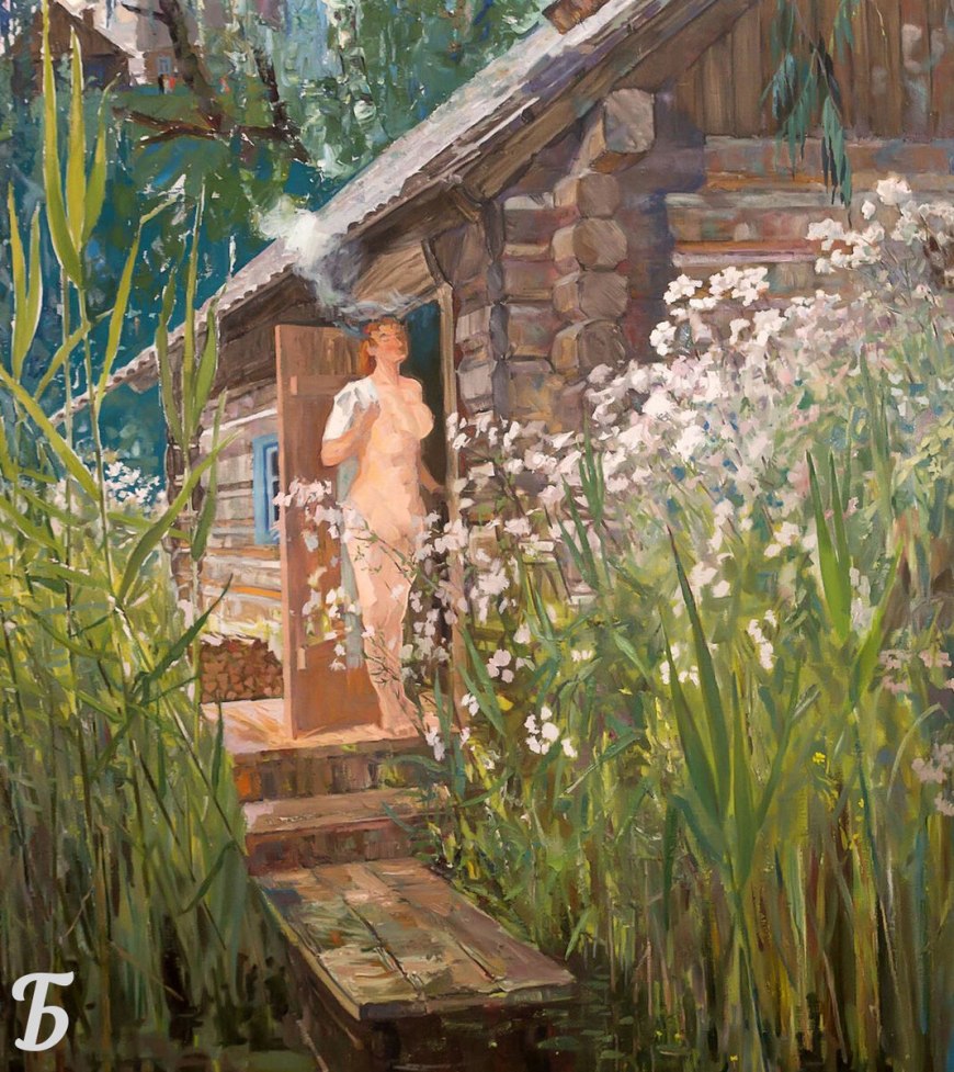 Картина Герасимова деревенская баня