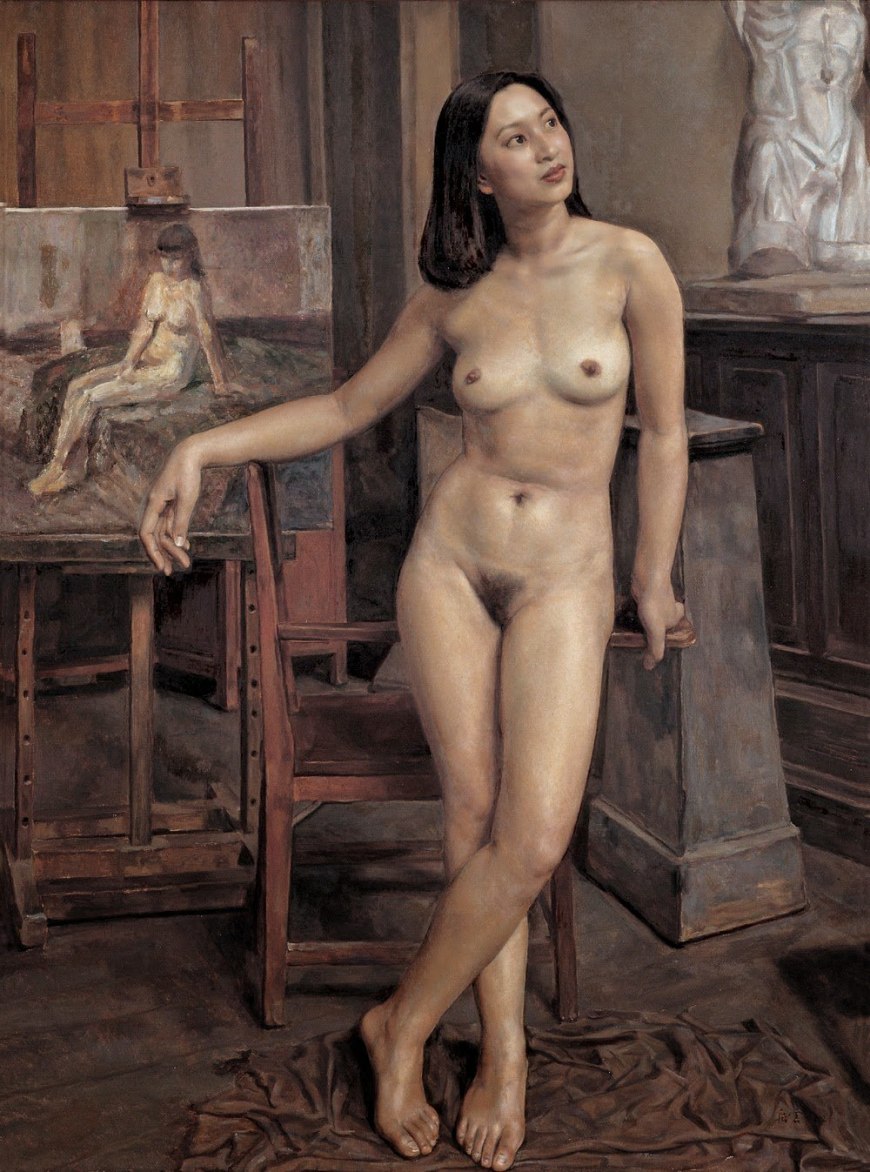 Голая натурщица и художник