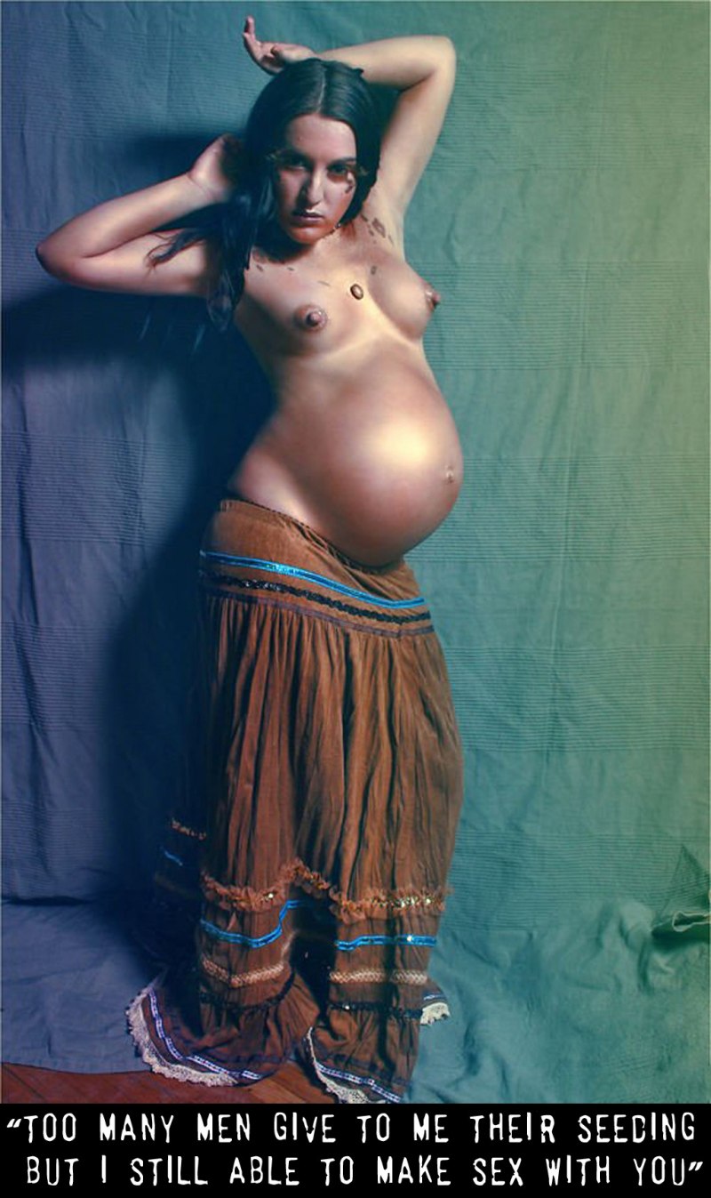 Голая беременная телка