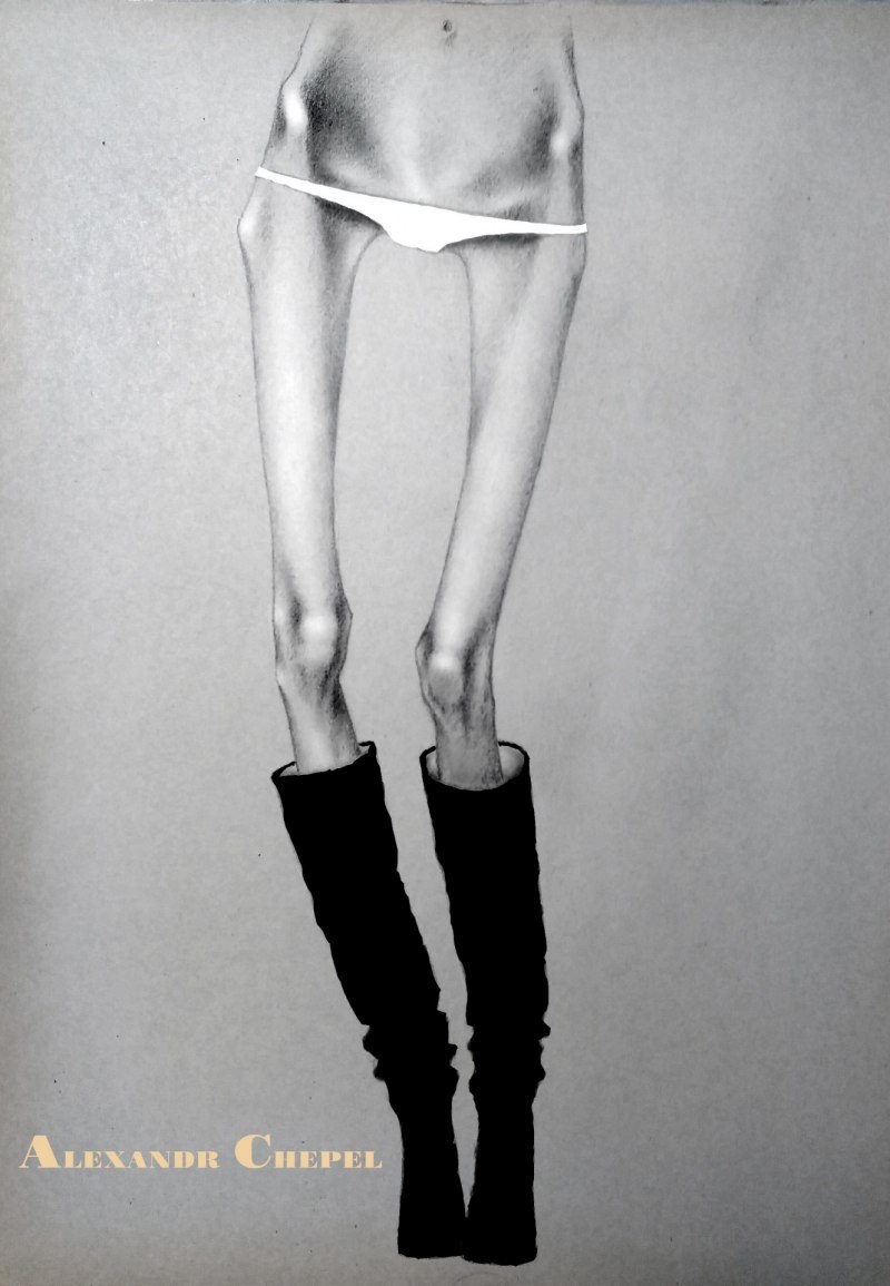 Худая скелет минетчица