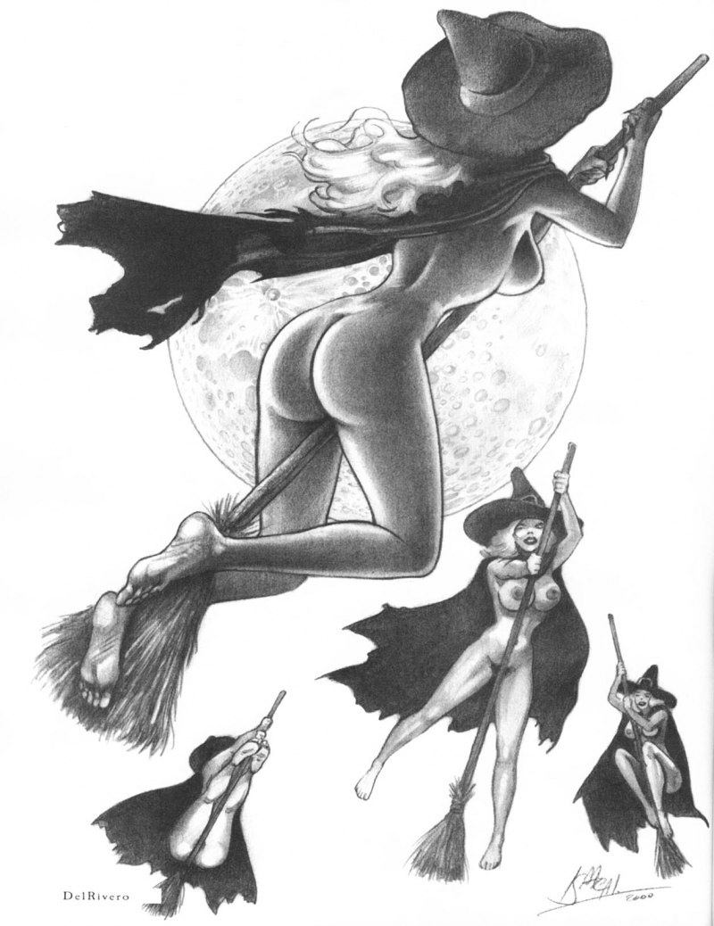 Эротичная ведьма на метле