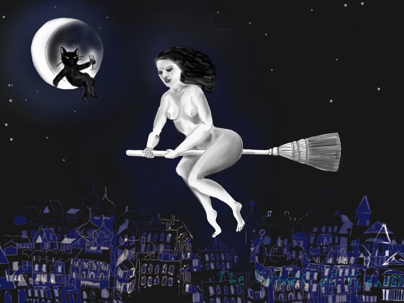 Голая Маргарита на метле