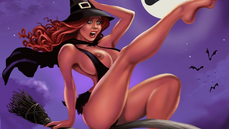 Голые ведьмочки на метле