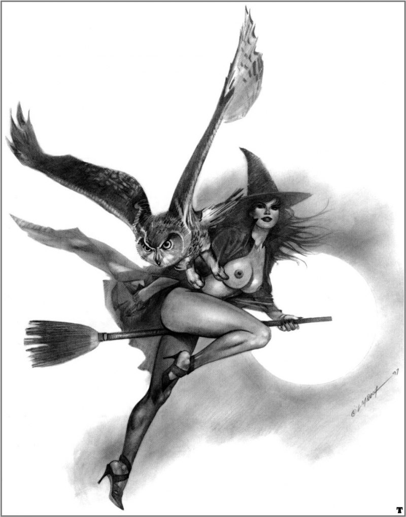 Эротичная ведьма рисованная