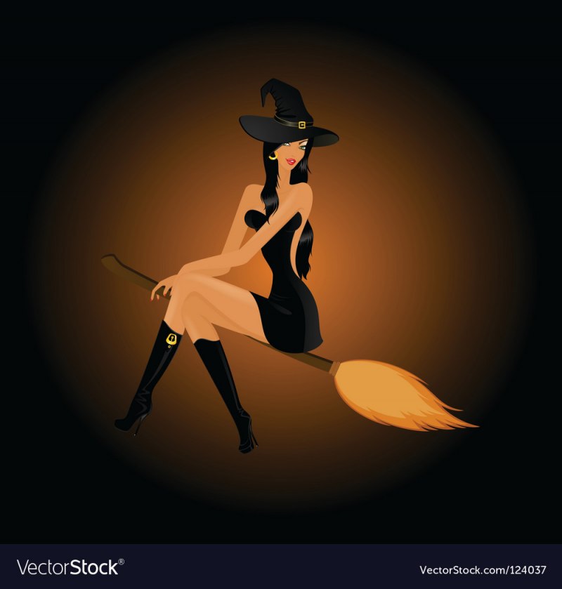 Голая ведьма на метле арт