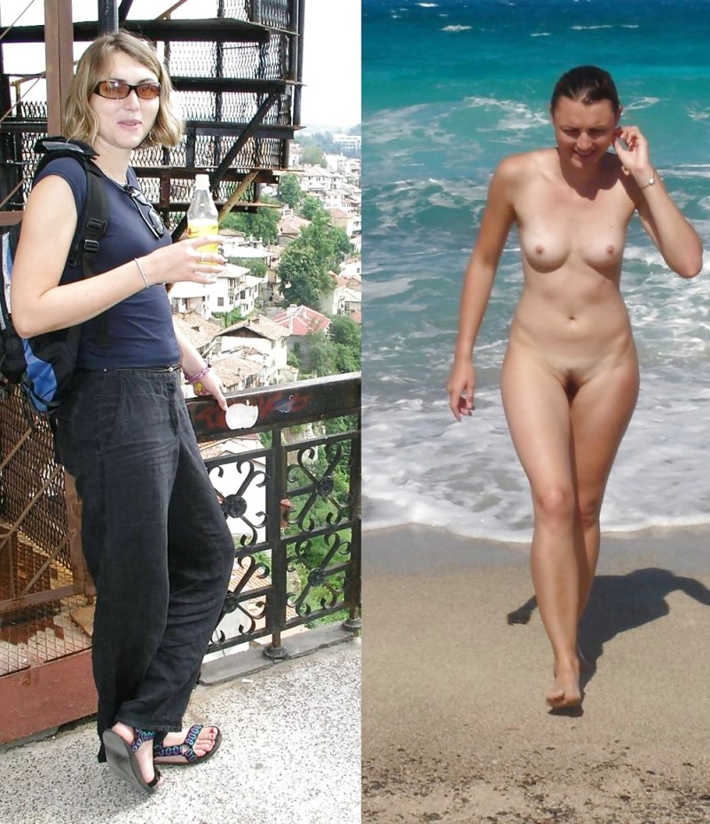 Одетая раздетая в купальнике