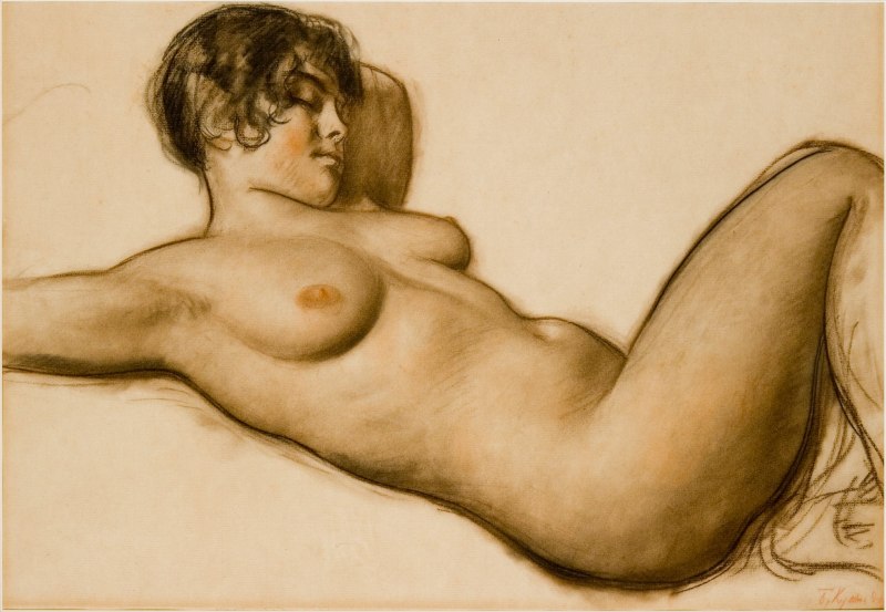 Борис Михайлович Кустодиев лежащая натурщица