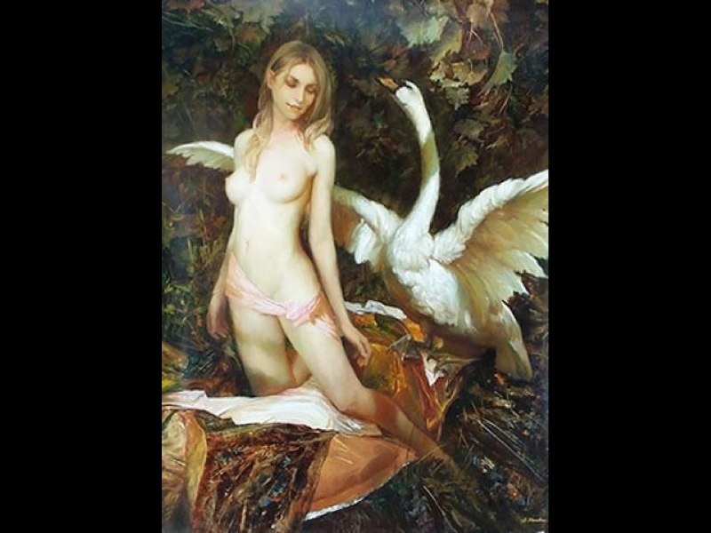 Леда и лебедь арт