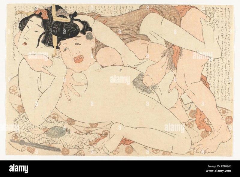 Японская гравюра Хокусай порнографическая