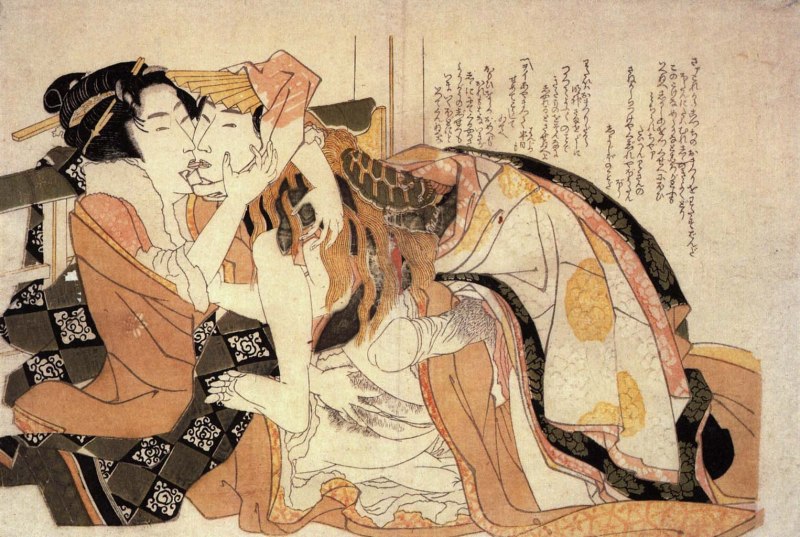 Японская гравюра Хокусай порнографическая