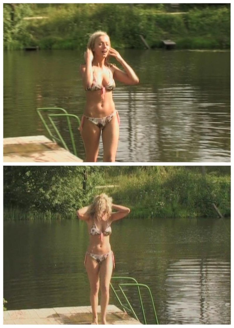 Виктория снимает трусики