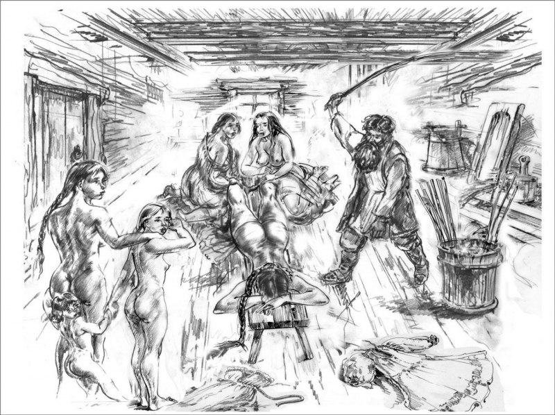 Порка розгами по голой попе